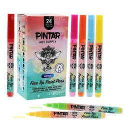 Pintar Premium Acrylic Paint Pens - (24-Pack) Fine Tip Pens for Rock Painting, C