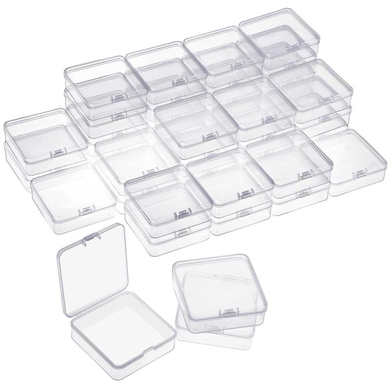 Quefe 40 Packs Clear Small Containers with Hinged Lids Plastic Square Bead Storage  Box for Beads Jew Antika ve Koleksiyon kitantik #12702209020331
