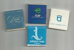 OTEL - OTELCİLİK TEMALI 4 ADET ESKİ YASSI KİBRİT...