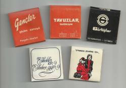 GİYİM - KONFEKSİYON TEMALI 5 ADET ESKİ YASSI KİBRİT...