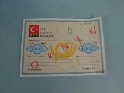 PTT MEKTUP HAVALE EVRAK ( 10.000 TL ) ÖRNEK EVRAĞI - ÇİLLL KONDÜSYON