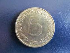 1984 YILI YUGOSLAVYA 5 DINARA