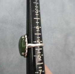 1950'ler Antika Sterling 925 gümüş Clark and Combs nephrite Jade yeşim taşı yüzük (89)