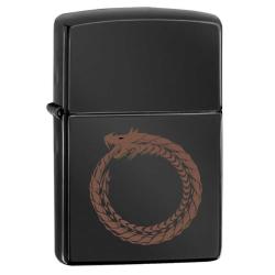 Ouroboros Çakmak Kendi Kuyruğunu Isıran Yılan Ejderha Dragon Dolu Benzinli Siyah Metal