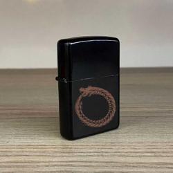 Ouroboros Çakmak Kendi Kuyruğunu Isıran Yılan Ejderha Dragon Dolu Benzinli Siyah Metal