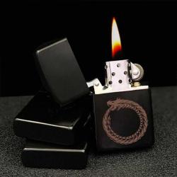 Ouroboros Çakmak Kendi Kuyruğunu Isıran Yılan Ejderha Dragon Dolu Benzinli Siyah Metal