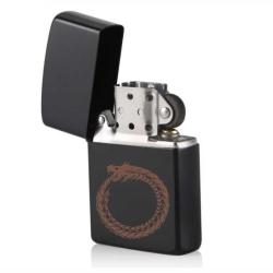 Ouroboros Çakmak Kendi Kuyruğunu Isıran Yılan Ejderha Dragon Dolu Benzinli Siyah Metal