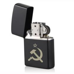 Sovyet Rus Orak Çekiç Lazer Baskılı Resimli Çakmak Metal Üstüne Özel Kalıcı Silinmez Yazı