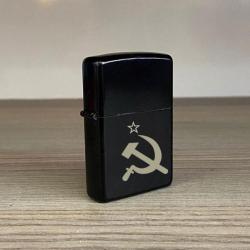 Sovyet Rus Orak Çekiç Lazer Baskılı Resimli Çakmak Metal Üstüne Özel Kalıcı Silinmez Yazı