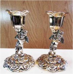 MELEKLİ GüMüŞ KaPLaMa ÇİFT MUMLUK-ŞAMDAN...