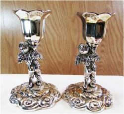 MELEKLİ GüMüŞ KaPLaMa ÇİFT MUMLUK-ŞAMDAN...