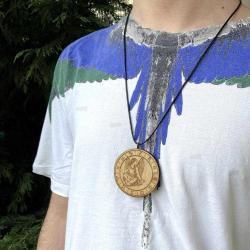 Başak Burç Ahşap Kolye Büyük Çaplı Rölyef Madalyon El Yapımı Tahta Zodyak Astroloji