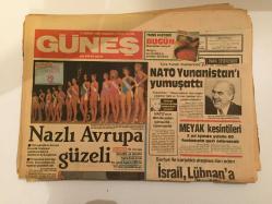 Efemera - GÜNEŞ GAZETESİ 12 HAZİRAN 1982 - NAZLI DENİZ KURUOĞLU AVRUPA GÜZELİ - NATO YUNANİSTAN'I YUMUŞATTI - MEYAK KESİNTİLERİ - kitantik - kitaLog