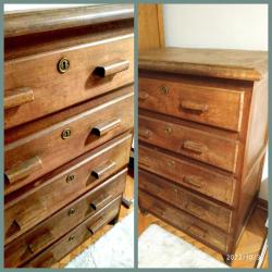 Antika - OMENİV'DEN ART DECO ANTİKA MASİF AHŞAP ŞİFONİYER ÇEKMECELİ DOLAP - kitantik - kitaLog