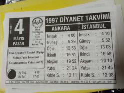 4 Mayıs 1997 takvim yaprağı (Diyanet Takvimi)