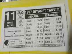 11 Mayıs 1997 takvim yaprağı (Diyanet Takvimi)