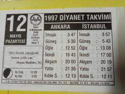 Efemera - 12 Mayıs 1997 takvim yaprağı (Diyanet Takvimi) - kitantik - kitaLog