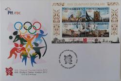 2012 XXX.OLİMPİYAT OYUNLARI LONDRA 2012 ANMA BLOĞU ORİJİNAL FDC Sİ QQ2B3 NADİR