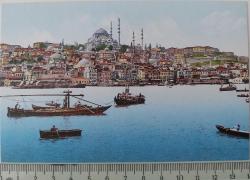ESKİ DÖNEM İSTANBUL HALİÇTEN SÜLEYMANİYE GÖRÜNTÜSÜ KARTPOSTALI CC3 ÇOK NADİR