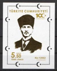 2019 ATATÜRK ÜN ANKARA YA GELİŞİNİN 100. YILI NUMARALI BLOK