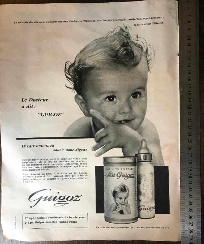PUBLICITE ADVERTISING 015 1960 GUIGOZ lait pour nouveau-né
