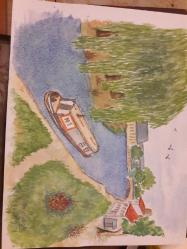 Efemera - RESİM - GÖKSU ÇAYI  ( Beykoz) Salkım söğütler N1 SEYİR MANZARASI  SULUBOYA GUAJ KARIŞIK TEKNİK KARTON KAĞIT ÜZERİNE RESİM . EBAT:26&times;36 cm. RESSAM: M. BALOĞLU  17- 7 -- 999 - kitantik - kitaLog