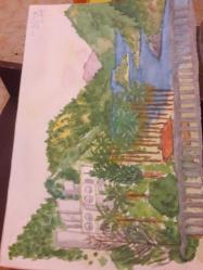 RESİM -  İÇMELER  MART AYI  MANZARASI  SULUBOYA  KARIŞIK TEKNİK KARTON KAĞIT ÜZERİNE RESİM . EBAT:24×30 cm. RESSAM: M. BALOĞLU  24 MART 2004