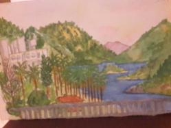 RESİM -  İÇMELER  MART AYI  MANZARASI  SULUBOYA  KARIŞIK TEKNİK KARTON KAĞIT ÜZERİNE RESİM . EBAT:24×30 cm. RESSAM: M. BALOĞLU  24 MART 2004