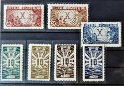 1933 CUMHURİYET İN 10. YILDÖNÜMÜ PULLARI HAVİTLENMİŞ MNH