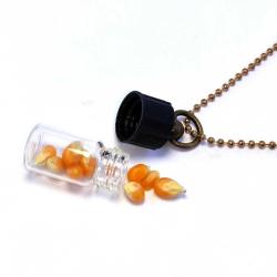 Çevirmeli Su Geçirmez Kapaklı 3cm Mini Cam Şişe Kolye Ilaç Tohum Dilek Hatıra Kapsül