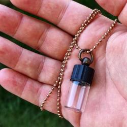 Çevirmeli Su Geçirmez Kapaklı 3cm Mini Cam Şişe Kolye Ilaç Tohum Dilek Hatıra Kapsül