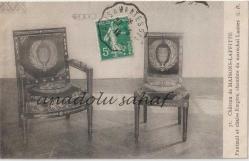 Chateau de Maisons Laffitte - Fauteuil et chaise Empire, chambre du marechal Lannes, 1912 / Fransız Postasından Geçmiş, Ön Yüzü Pullu, Ön ve Arka Yüzü Damgalı