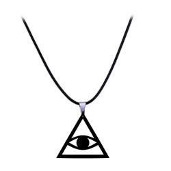 Mason Masonic Üçgen Göz Sembol Kolye Küpe Set Siyah Akrilik Takım