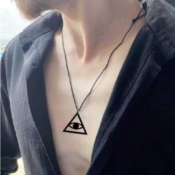 Mason Masonic Üçgen Göz Sembol Kolye Küpe Set Siyah Akrilik Takım