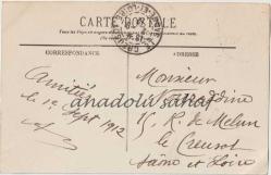 Fontainebleau - La Foret, La Tour Denecourt, 1912 / Fransız Postasından Geçmiş, Ön Yüzü Pullu, Ön ve Arka Yüzü Damgalı