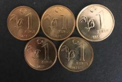LOT.13 » 2015 Yılı 1 KURUŞ Seti (5’li) TCML806