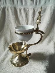 Pirinç kahvedanlik tek  kisilik yaprak desenli