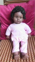 Antika - (İNDİRİMLİ FİYAT) VİNTAGE ACE DAMGALI ESMER SİYAHİ KIZ ET BEBEK OYUNCAK 45 CM - kitantik - kitaLog