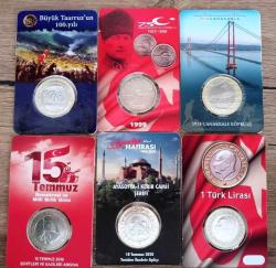 Hatıra Para Lotu 6 Farklı Tip Büyük Taarruzun 100 Yılı, Ayasofyanın Açılışı, 15 Temmuz, Çanakkale Köprüsü, 75 Yıl, 1 Türk Lirası (Resimdeki Ürün Gönderilecektir) (L-89)