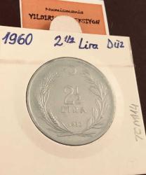 1960 Yılı 2,5 LİRA (TCM114) T.C Düz