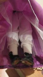 FRANSA'DAN VİNTAGE PORSELEN BEBEK MADAM MOR GİYSİLİ 45 CM