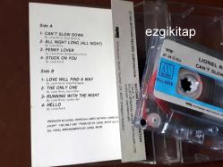 can't slow down - lionel richie kaset (kasetçalarda denenmiştir/dinlenmiştir)