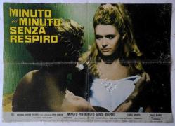AFİŞ İTALYAN MINUTO per MINUTO SENZA RESPIRO 11 BEZ ÜZERİNE BASILMIŞ AFİŞ  1969 ÇOK ÖNEMLİ BİR SERİ POSTER