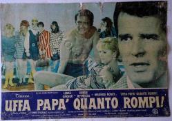 AFİŞ İTALYAN  UFFA PAPA QUANTO ROMPİ JAMES GARNER DEBBIE REYNOLDS MAURICE RONET TERRY THOMAS 2 BEZ AFİŞ 48 X 68 CM