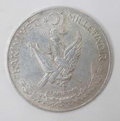 Nümismatik - İhtilal Gümüş On Lira  1960