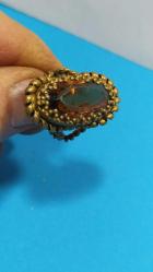 YZ3------ANTİKA TAŞLI PİRİNÇ KADIN YÜZÜĞÜ