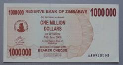 ZİMBABWE=2008 1000000 Dollars P-53  ÇİL'
