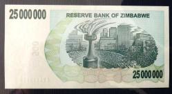 ZİMBABWE=2008 25000000 Dollars P-56   ÇİL'