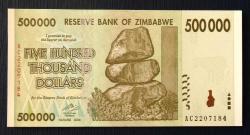 ZİMBABWE=2008 500000 Dollars P-76  ÇİL'
