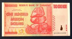 ZİMBABWE=2008 100000000 Dollars P-80   ÇİL'